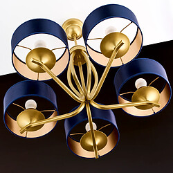 Acheter Jupiter Suspension classique dorée 5 lumières E27 abat-jour bleu