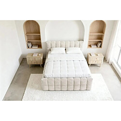 Casanova Lit coffre tissu bouclette Beige 200x200cm pas cher