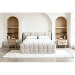 Avis Casanova Lit coffre tissu bouclette Beige 200x200cm