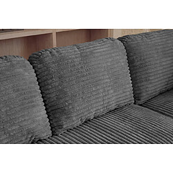 Casanova Canapé d'angle gros velours côtelé 4 places Gauche Gris foncé pas cher