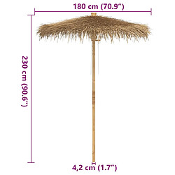 vidaXL Parasol Tiki avec toile en feuille de bananier 180 cm en bambou pas cher