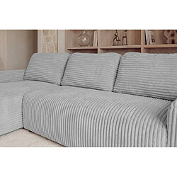 Acheter Casanova Canapé d'angle gros velours côtelé 4 places Gauche Gris clair