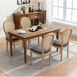 Acheter MIVRAY Lot 2 chaises de salle à manger assise rembourrée, rotin tissu gris