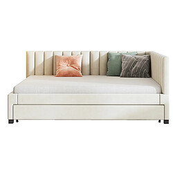 Banquette-lit gigogne 140x200 cm - Modenvie - couchage extensible - Beige pas cher