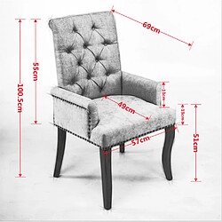 MIVRAY Chaise de salle à manger capitonnée avec accoudoirs chenille gris anthracite pas cher