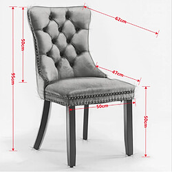 MIVRAY Lot 2 chaises de salle à manger dossier haut, pieds réglables velours gris pas cher