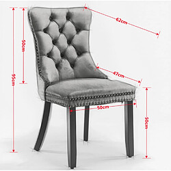 MIVRAY Lot 2 chaises de salle à manger dossier haut, pieds réglables velours gris pas cher