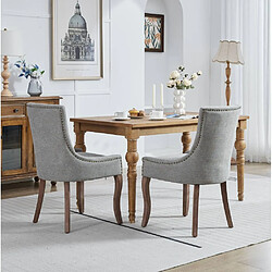 Avis MIVRAY Lot 2 chaises de salle à manger dossier haut, pieds réglables chenille gris