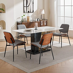 Acheter MIVRAY Lot 2 chaises de salle à manger style mi siècle, dossier enveloppant, similicuir gris