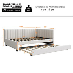 Avis Banquette-lit gigogne 140x200 cm - Modenvie - couchage extensible - Beige