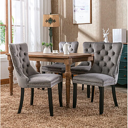 Avis MIVRAY Lot 2 chaises de salle à manger dossier haut, pieds réglables velours gris