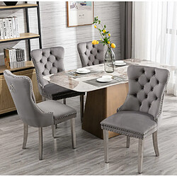 Avis MIVRAY Lot 2 chaises de salle à manger dossier haut, pieds réglables velours gris