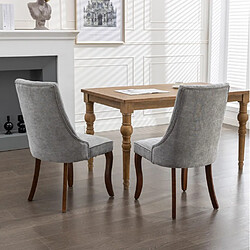 Avis MIVRAY Lot 2 chaises de salle à manger dossier haut, pieds réglables chenille grise