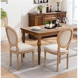 Avis MIVRAY Lot 2 chaises de salle à manger rembourrée cadre en bois massif lin beige