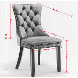 MIVRAY Lot 2 chaises de salle à manger dossier haut, pieds réglables velours gris pas cher