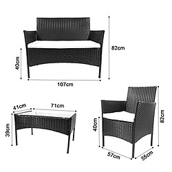 RATTANTREE Ensemble de mobilier de jardin en rotin, 4 pièces pas cher