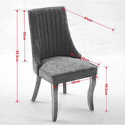 MIVRAY Lot 2 chaises de salle à manger dossier haut, pieds réglables chenille grise pas cher
