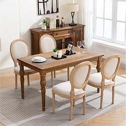 Acheter MIVRAY Lot 2 chaises de salle à manger rembourrée cadre en bois massif lin beige