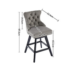 MIVRAY Lot 2 tabourets de bar pivotant dossier incurvé velours gris pas cher