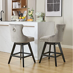 Acheter MIVRAY Lot 2 tabourets de bar pivotant dossier incurvé velours gris