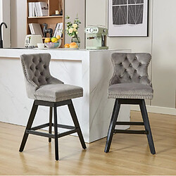 Avis MIVRAY Lot 2 tabourets de bar pivotant dossier incurvé velours gris