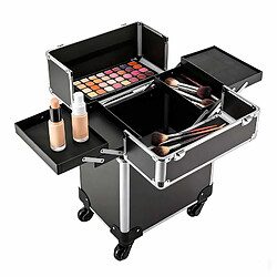 Avis ZMH Valise à Maquillage Noir 2 étages Mallette De Maquillage Trolley à Maquillage Bijoux