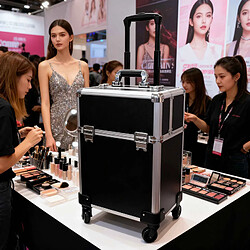 Acheter ZMH Valise à Maquillage Noir 2 étages Mallette De Maquillage Trolley à Maquillage Bijoux