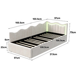Acheter Lit simple - Superaly - 90x200cm - avec cadre à Lattes - beige