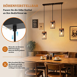 Acheter NETTLIFE suspension vintage bois noir E14 3 lumières industriel, salon/cuisine