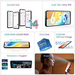 DOOGEE N55 Pro Smartphone - 6.56" Écran Déverrouiller Téléphone - 256 Go - 5150mAh pas cher