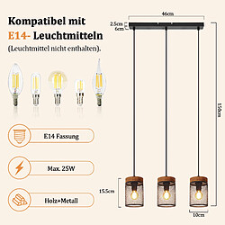 Avis NETTLIFE suspension vintage bois noir E14 3 lumières industriel, salon/cuisine