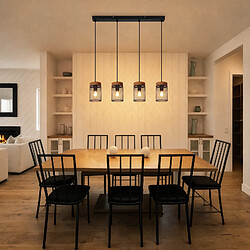 Avis NETTLIFE Suspension vintage bois noir 4 flammes E14 rétro, salon/cuisine/restaurant