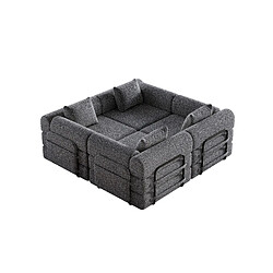 Avis lemonbest Canapé-lit convertible 2-en-1 chenille gris (lot de 4), rangement accoudoir