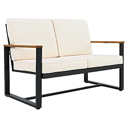 Avis lemonbest Salon de jardin 8 places, Beige, acier galvanisé, plateau en acacia massif