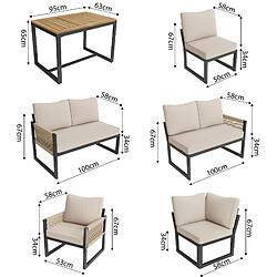 Acheter lemonbest Salon de jardin pour 7-8 personnes, beige