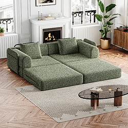 Acheter lemonbest Canapé-lit convertible 2-en-1 chenille vert (lot de 3), rangement accoudoir