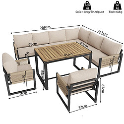 lemonbest Salon de jardin pour 7-8 personnes, beige pas cher