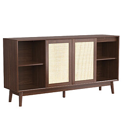 Acheter lemonbest Buffet/Enfilade 155×38×80 cm, finition bois foncé, bois foncé/noyer