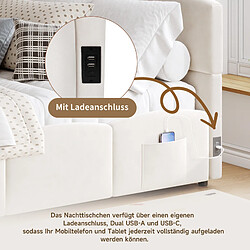 Avis lemonbest Canapé-lit 140×200 cm en velours beige, lit enfant/adulte avec coffre hydraulique