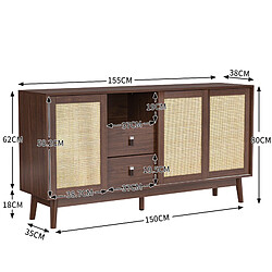 lemonbest Buffet/Enfilade 155×38×80 cm, finition bois foncé, bois foncé/noyer pas cher