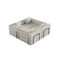 Avis lemonbest Canapé-lit convertible 2-en-1 chenille kaki (lot de 4), rangement accoudoir