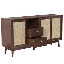 Avis lemonbest Buffet/Enfilade 155×38×80 cm, finition bois foncé, bois foncé/noyer