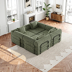 Acheter lemonbest Canapé-lit convertible 2-en-1 chenille vert (lot de 4), rangement accoudoir