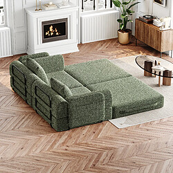 Acheter lemonbest Canapé-lit convertible 2-en-1 chenille vert (lot de 2), rangement accoudoir