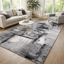 UnAmourDeTapis tapis grand salon 280x365 tissé gris rectangle motif abstrait LYN1 TABLO pas cher