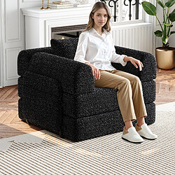 Acheter lemonbest Canapé-lit convertible 2-en-1 chenille noir (lot de 3), rangement accoudoir