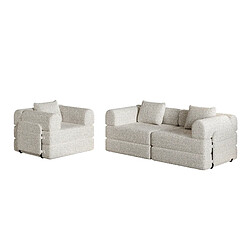 Avis lemonbest Canapé-lit convertible 2-en-1 chenille kaki (lot de 3), rangement accoudoir