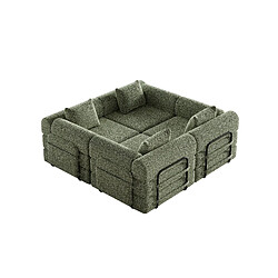 Avis lemonbest Canapé-lit convertible 2-en-1 chenille vert (lot de 4), rangement accoudoir