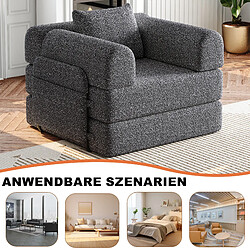 Acheter lemonbest Canapé-lit convertible 2-en-1 chenille gris (lot de 3), rangement accoudoir