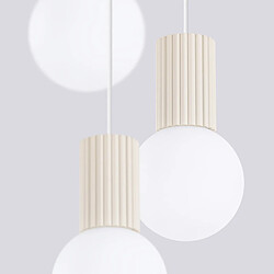 Pure Lume Suspension moderne beige 3 globes verre blanc G9 SFERA pas cher